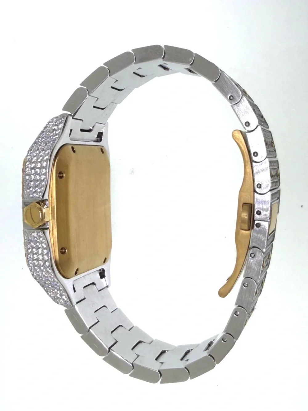 Gold and Silver Crystal Pave Women's Bracelet Watch